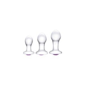 Glas Handmade Bling Bling 3 Piece Glass Anal Training Gemstone Butt Plug Kit
